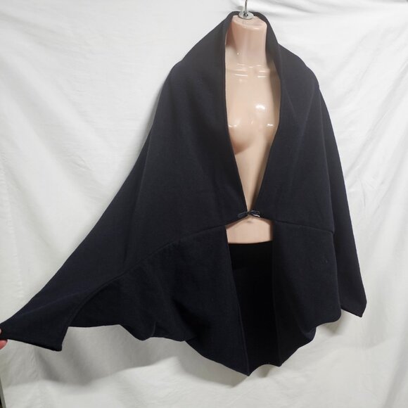 Anthropologie Gabriel for Sach Wool Poncho Coat Women One Size Navy Blue - Picture 8 of 14